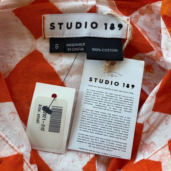 NWT Studio 189 Cotton Maxi Blouson Sleeve Shirt Dress in Orange Size Small - Picture 10 of 15
